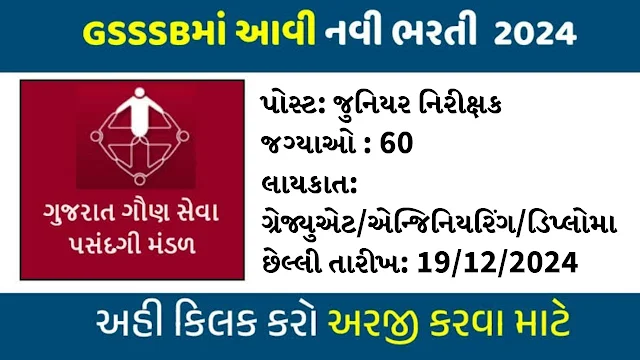 GSSSB Recruitment Junior NIrikshak Posts 2024