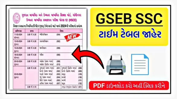 GSEB SSC & HSC Exam Time Table 2026
