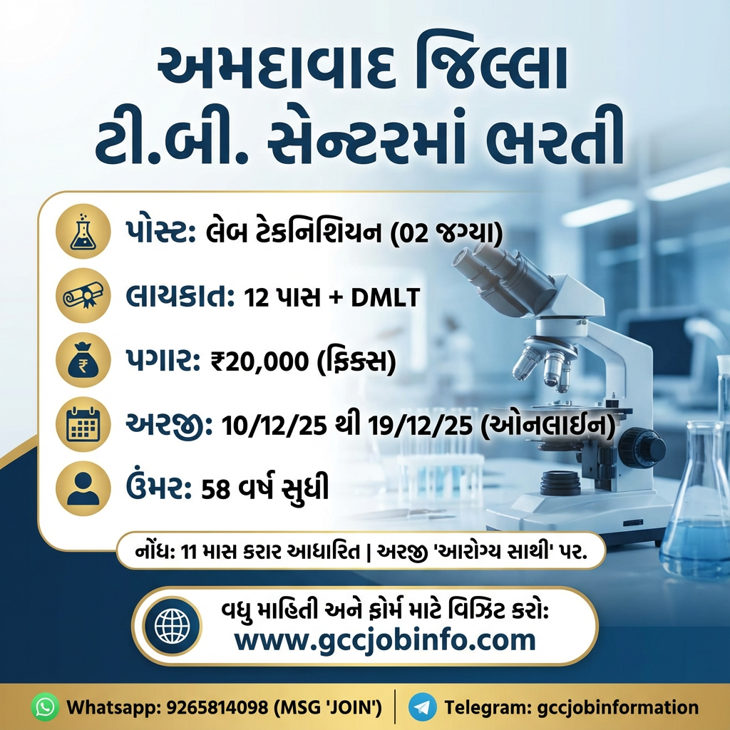 District TB Centre Ahmedabad Recruitment 2025