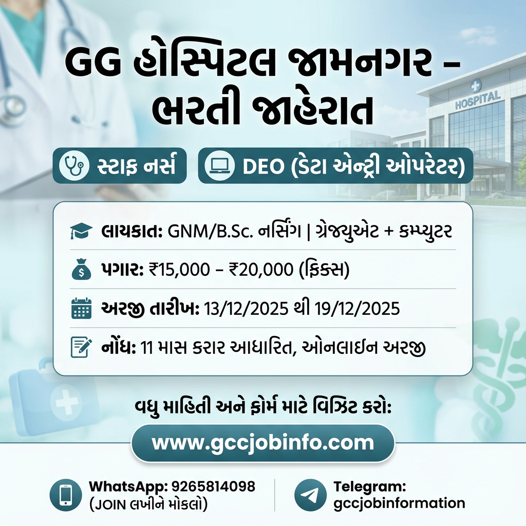 GG Hospital Jamnagar Recruitment 2025