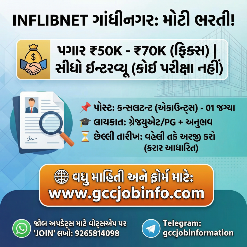 INFLIBNET Centre Gandhinagar Recruitment 2026: Apply Online for Consultant (Accounts) Post 2 INFLIBNET Centre Gandhinagar Recruitment 2026