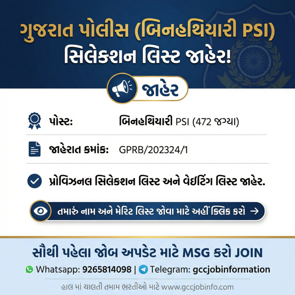 GPRB Unarmed PSI Provisional Selection List 2026