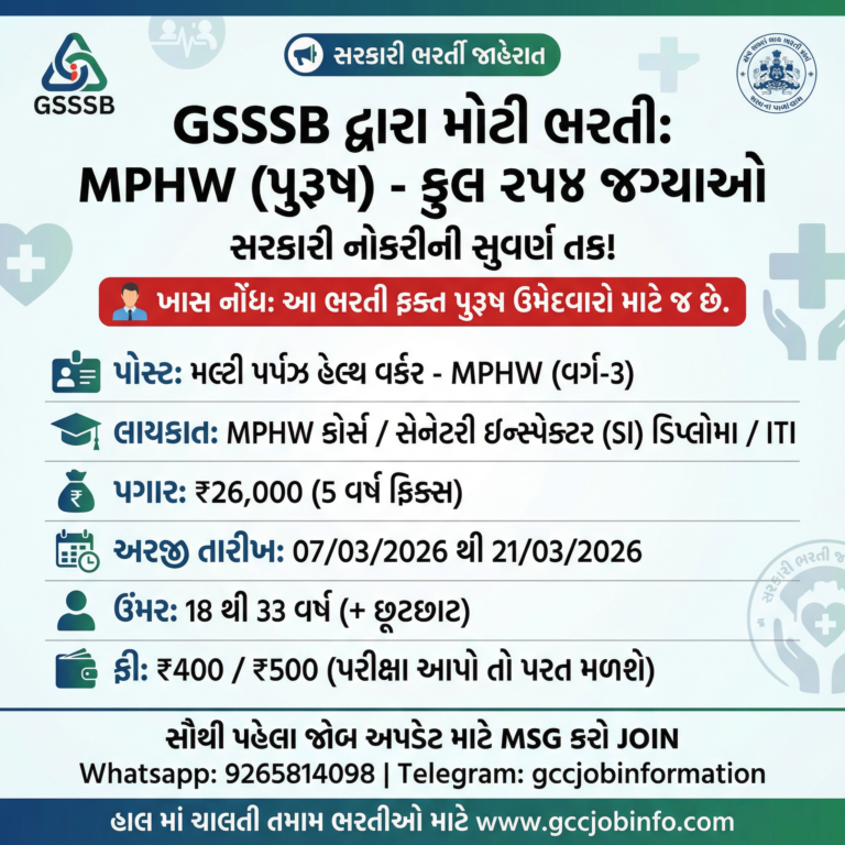 GSSSB Multi Purpose Health Worker Recruitment 2026
