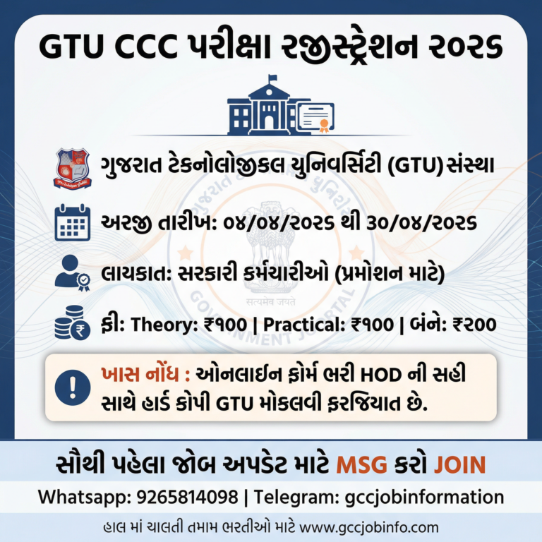 GTU CCC Exam Registration 2026