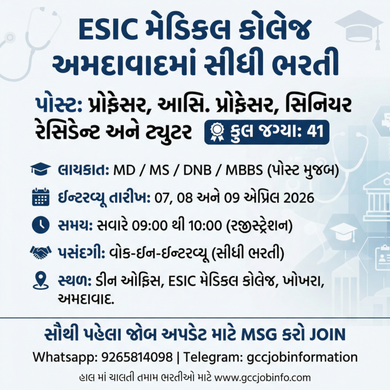 ESIC Medical College Ahmedabad Recruitment 2026