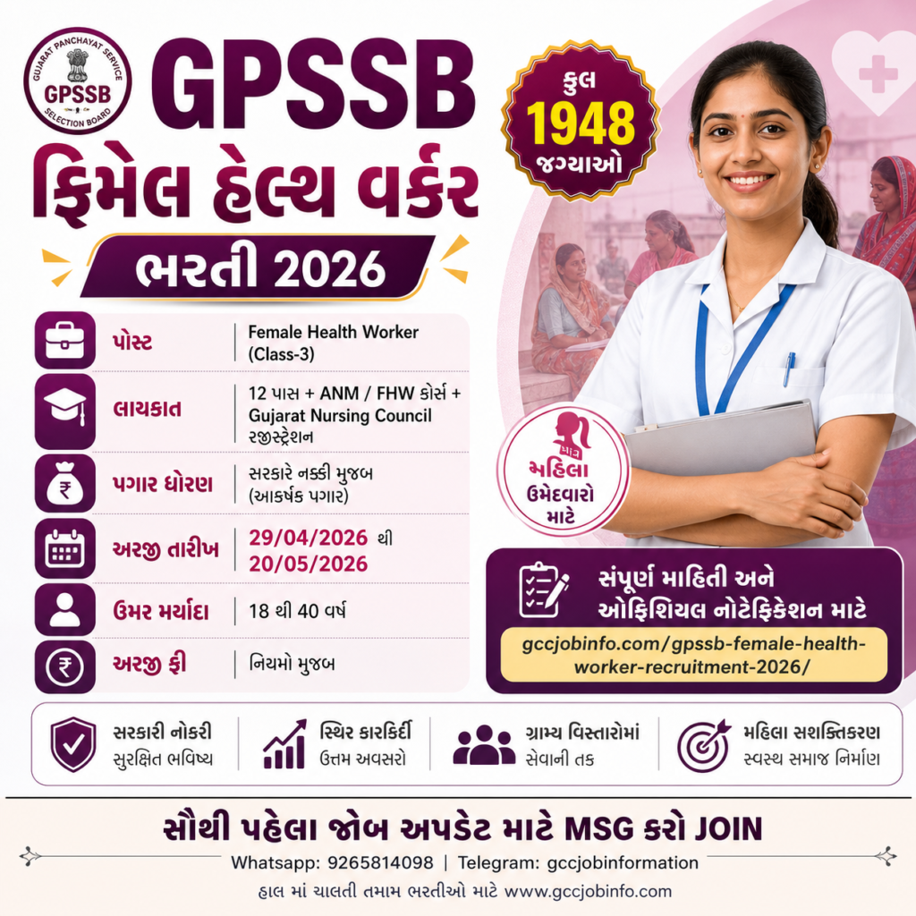 GPSSB Female Health Worker Recruitment 2026