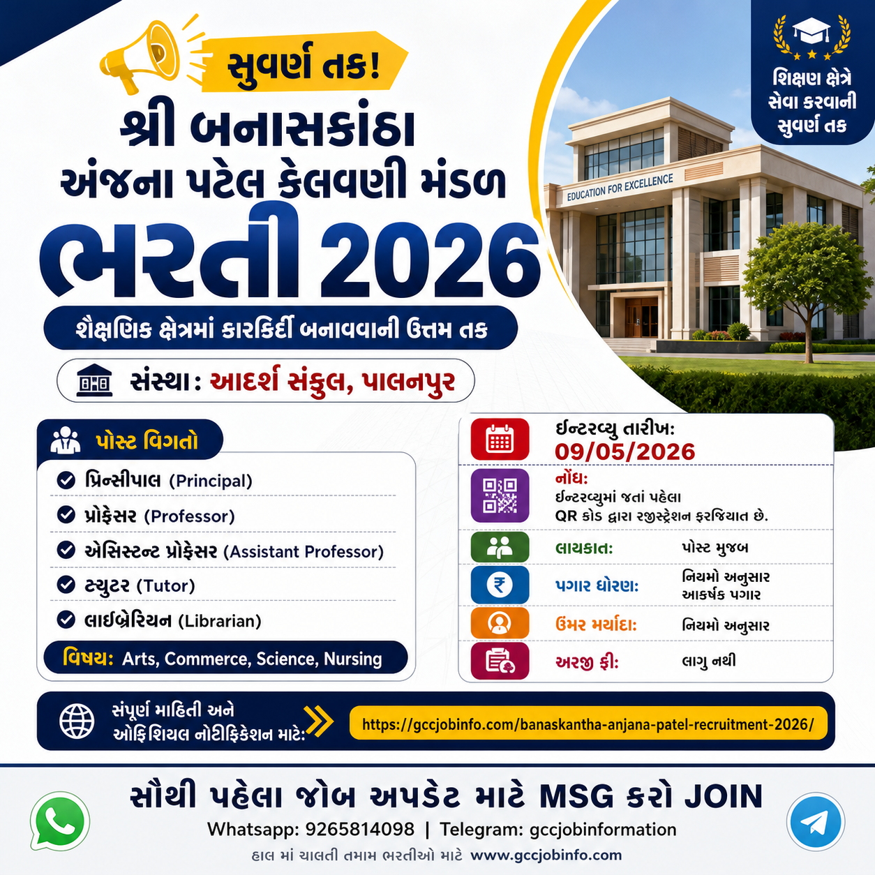 Banaskantha Anjana Patel Recruitment 2026
