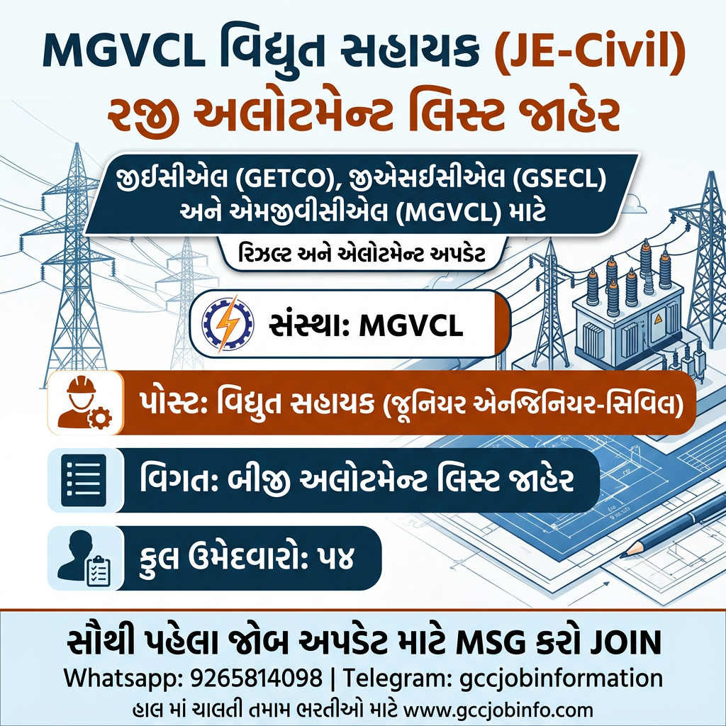 MGVCL Vidyut Sahayak 2nd Allotment List 2026 (Junior Engineer-Civil) Released 2 image 46