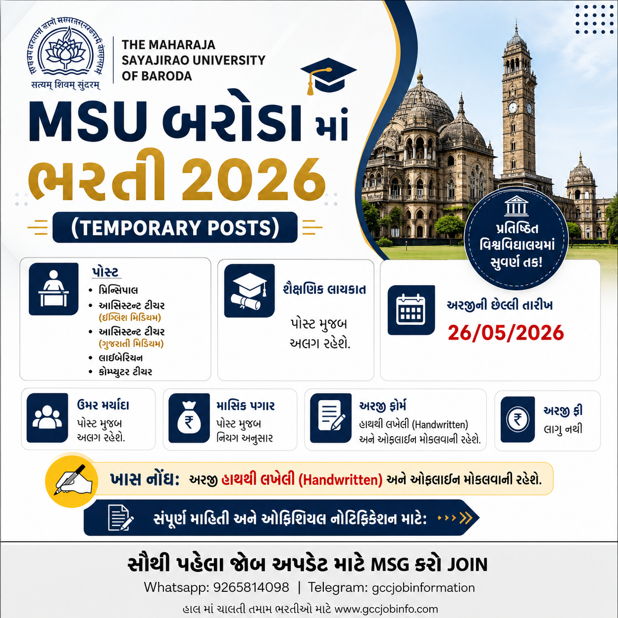 MSU Baroda Recruitment 2026