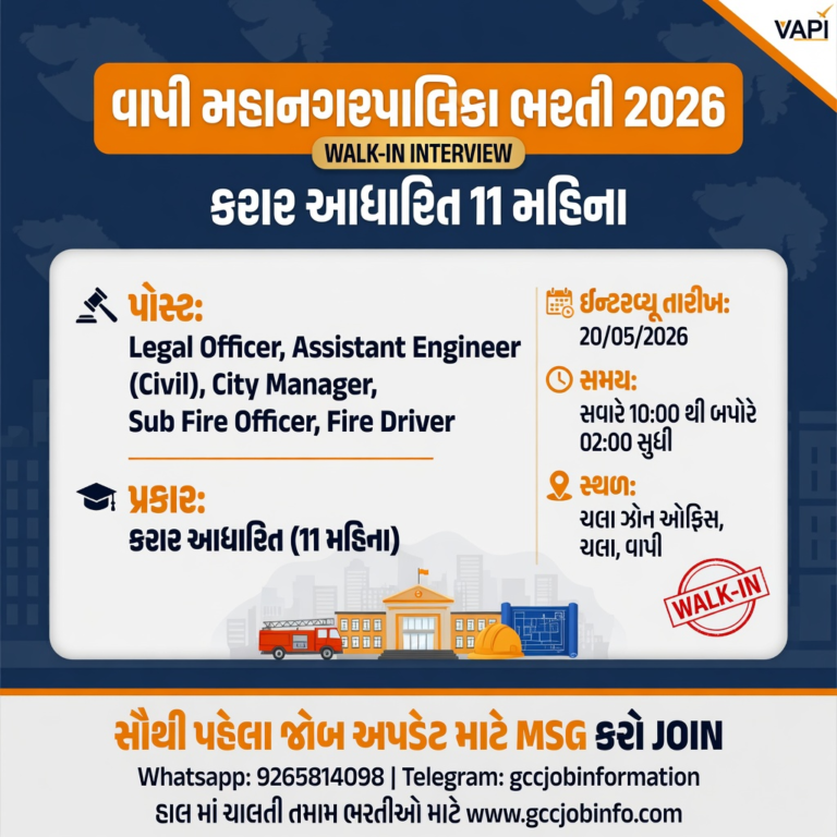Vapi Mahanagarpalika Recruitment 2026