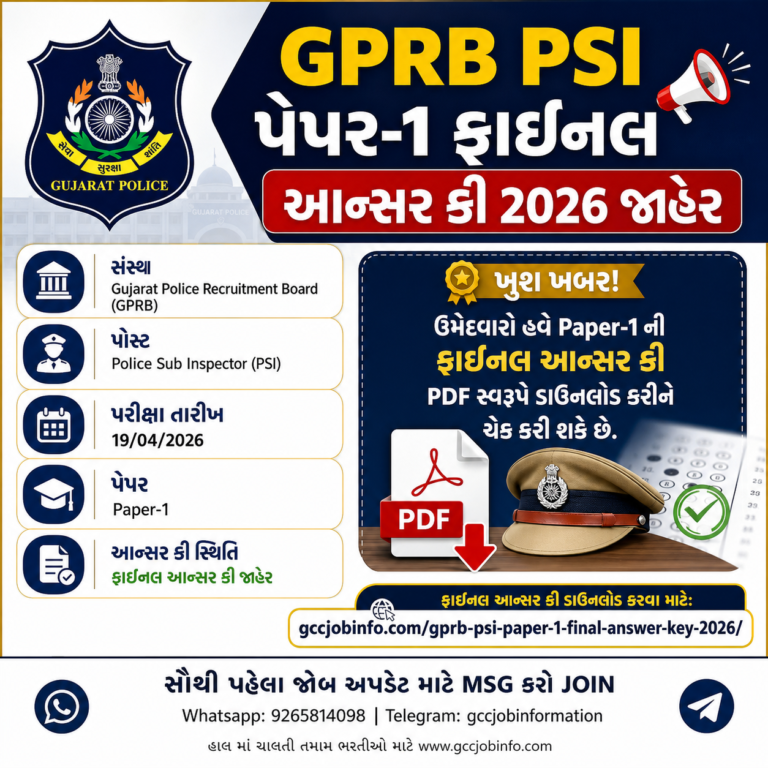 GPRB PSI Paper 1 Final Answer Key 2026