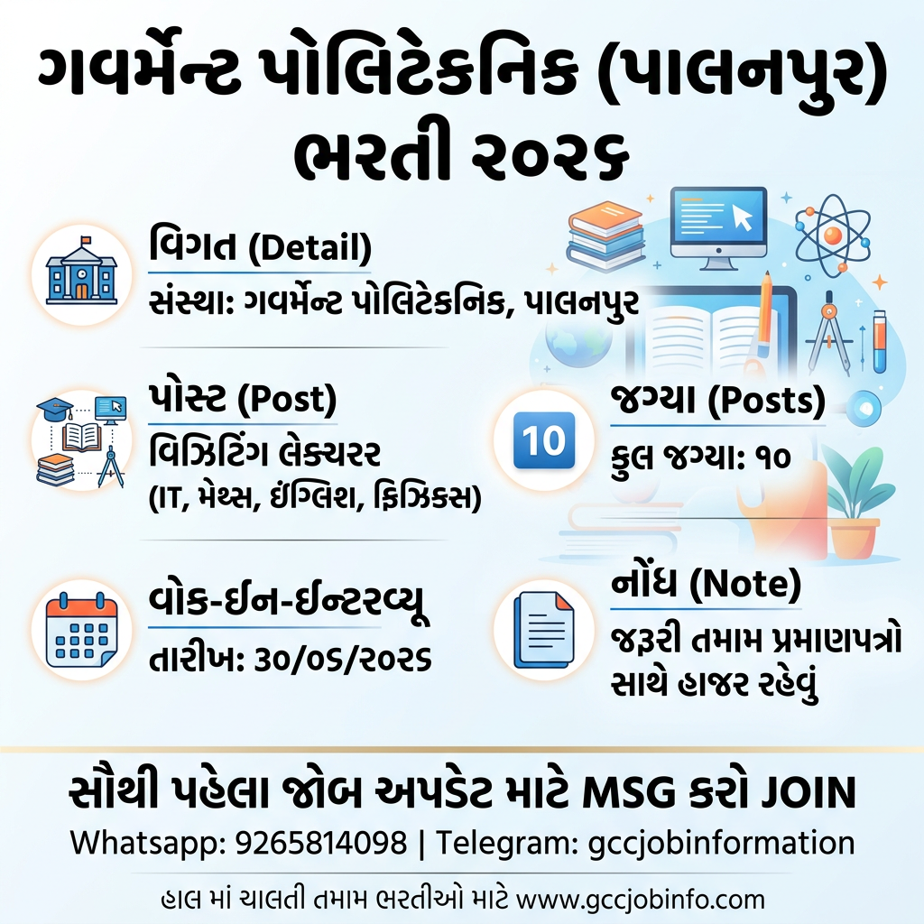 Government Polytechnic Palanpur Recruitment 2026
