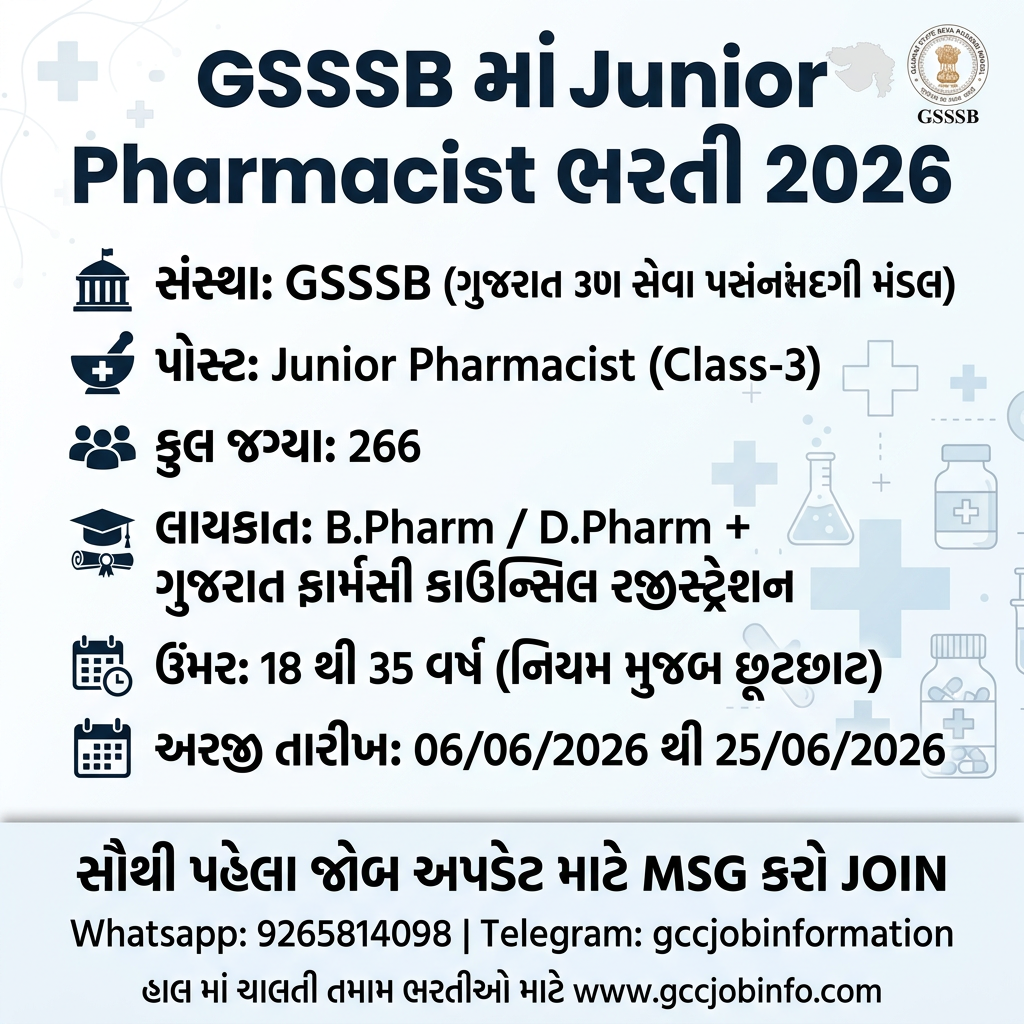 GSSSB Junior Pharmacist Recruitment 2026