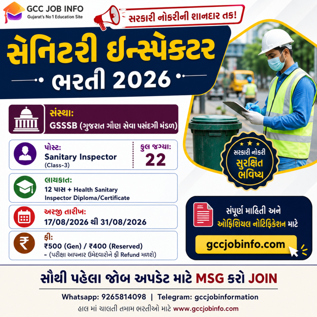 GSSSB Sanitary Inspector Recruitment 2026