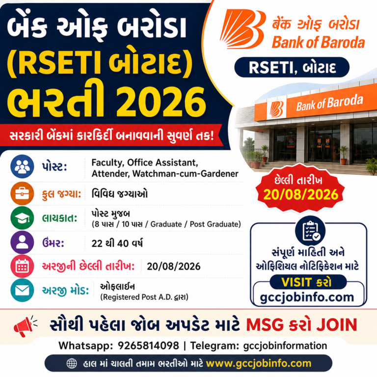 Bank of Baroda RSETI Botad Recruitment 2026