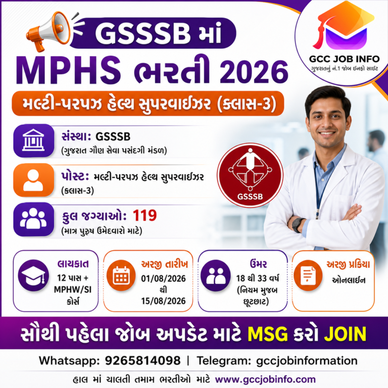 GSSSB provisional answer key released the for the positions of Graphic Designer, Planning Assistant, and Surveyor in 2024 3 GSSSB MPHS Class 3 Recruitment 2026