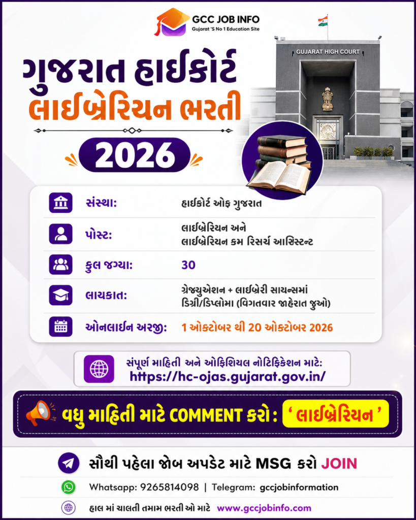 Gujarat High Court Librarian Recruitment 2026
