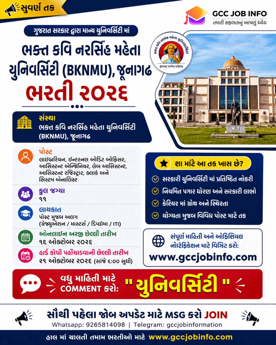 BKNMU Junagadh Recruitment 2026