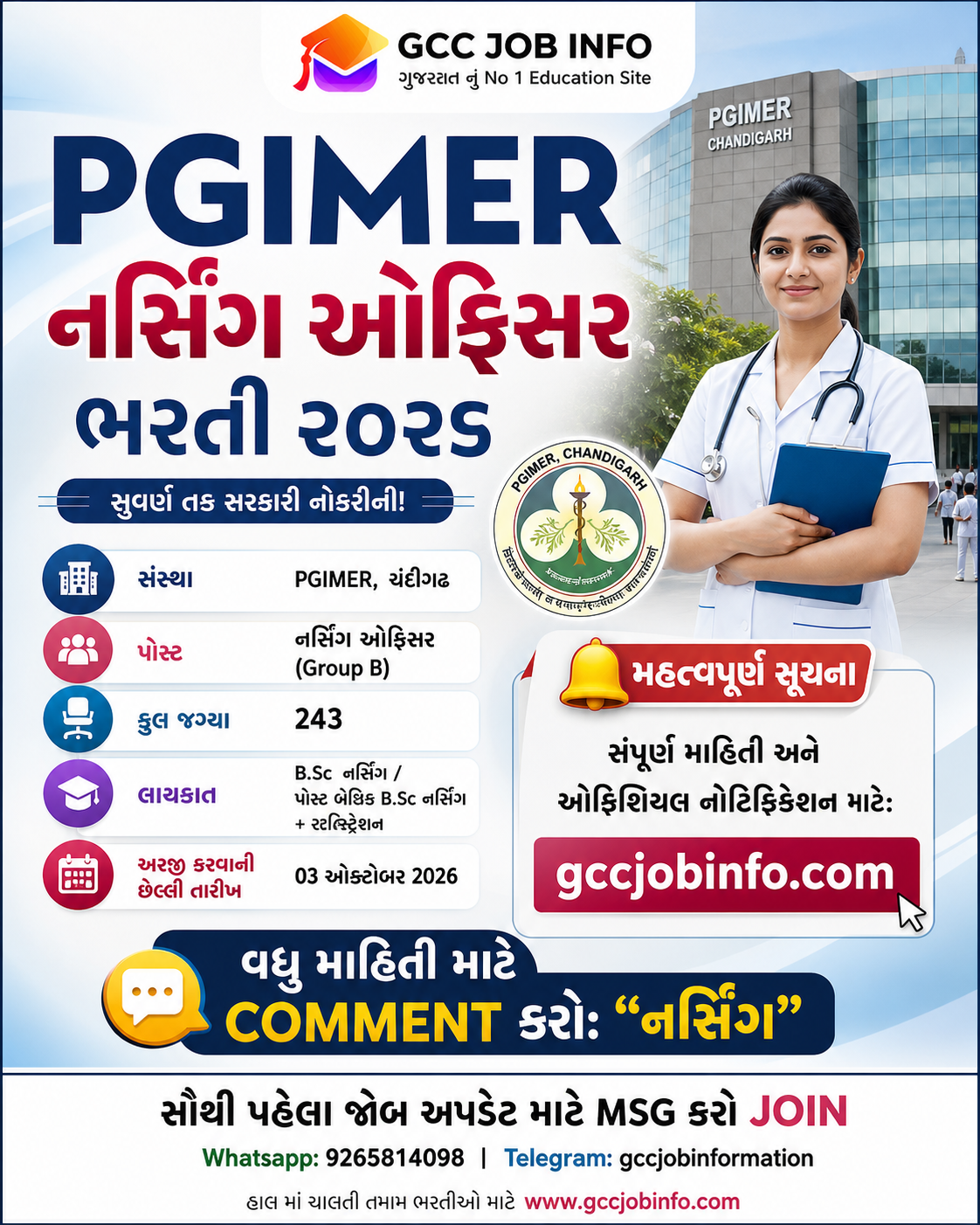 PGIMER Nursing Officer Recruitment 2026