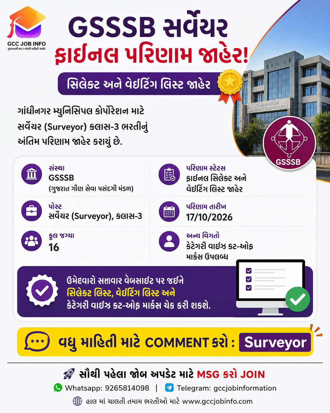 GSSSB Surveyor Final Result 2026