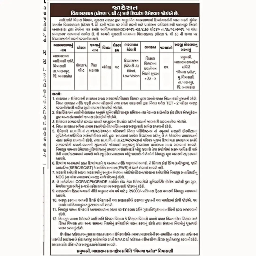 Vidyasahayak Banaskantha Recruitment 2026