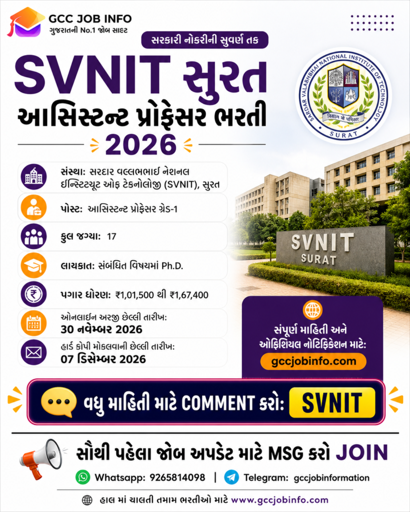 SVNIT Surat Assistant Professor Recruitment 2026