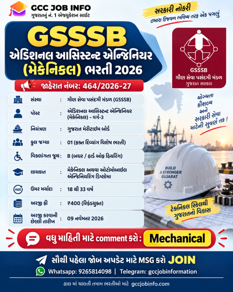 GSSSB AAE Mechanical Divyang Recruitment 2026