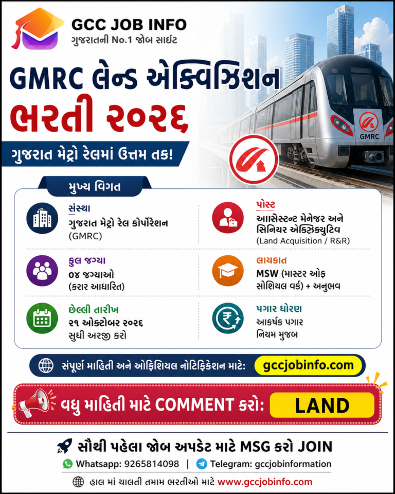 Sub-inspector in delhi police and central armed police forces exam Final Result 2023 3 GMRC Land Acquisition Recruitment 2026