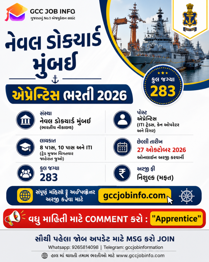 283 Great Apprentice Seats in Naval Dockyard Mumbai Apprentice Recruitment 2026 Across 32 Trades 2 Naval Dockyard Mumbai Apprentice Recruitment 2026